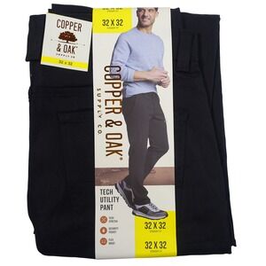 Copper and Oak Supply Co Mens 32x32 Black Straight Fit Tech Utility Pants